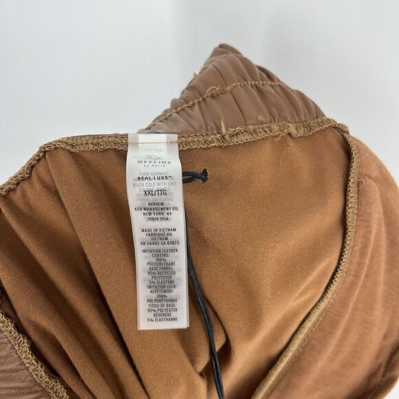 Offline Aerie Pants Size XXL Brown Real Luxe Faux Leather Wide Leg Pull On - Picture 8 of 10